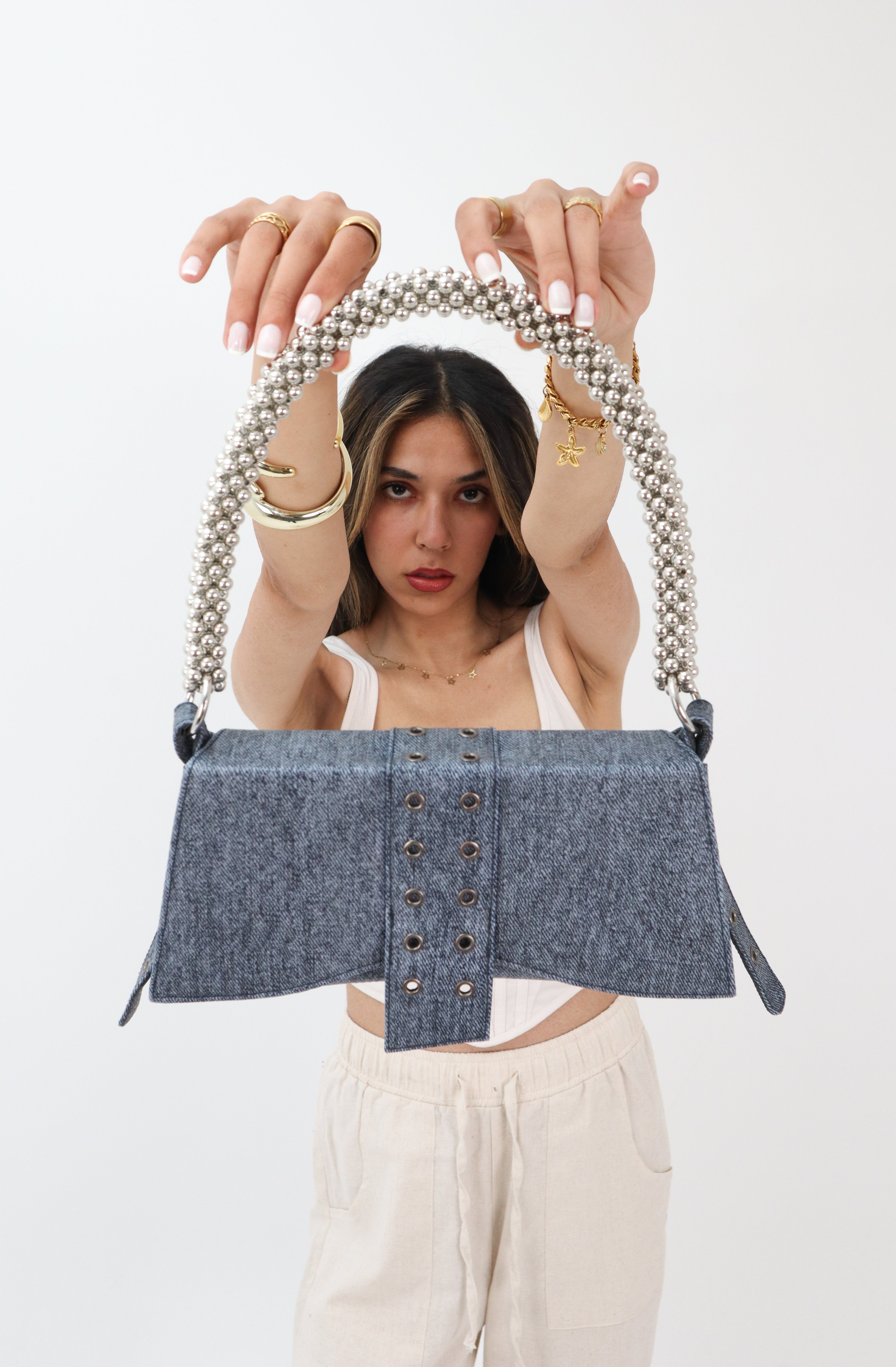 Beaded Denim Bag