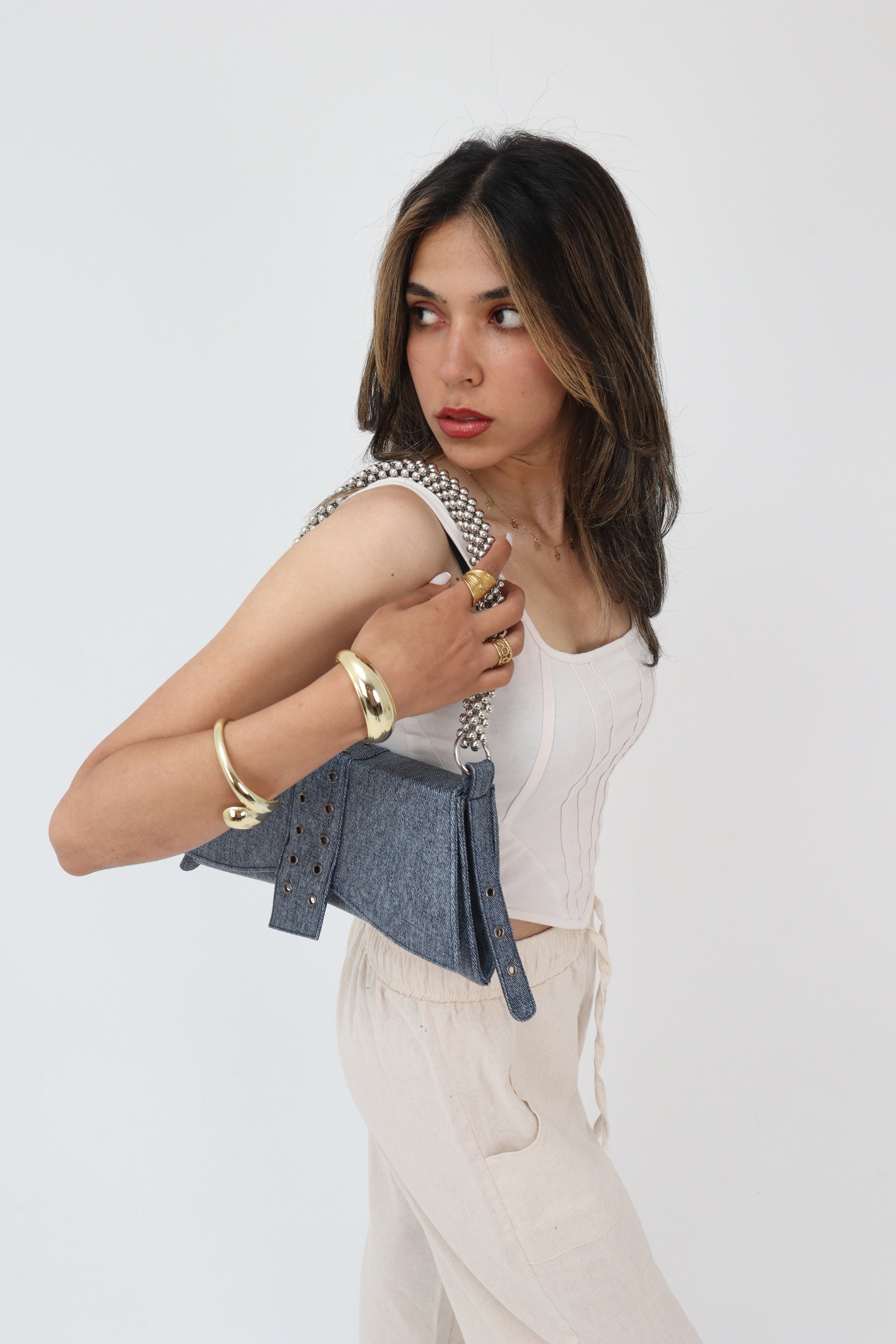 Beaded Denim Bag