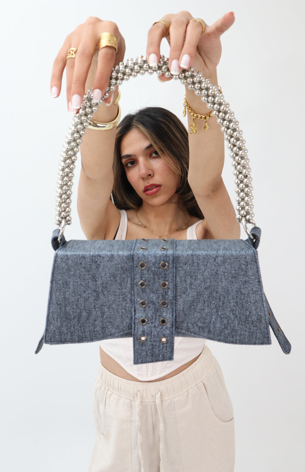 Beaded Denim Bag