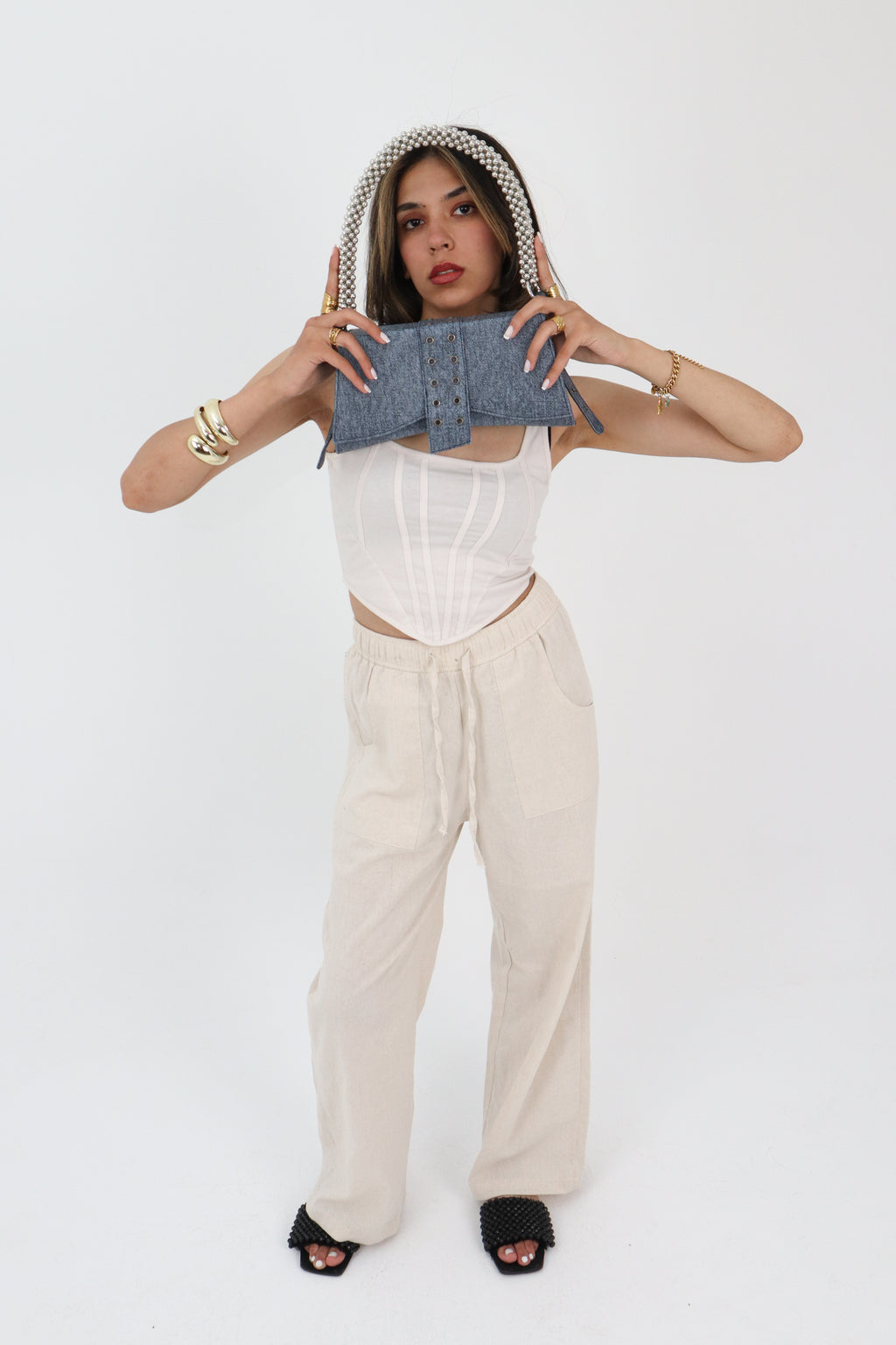 Beaded Denim Bag