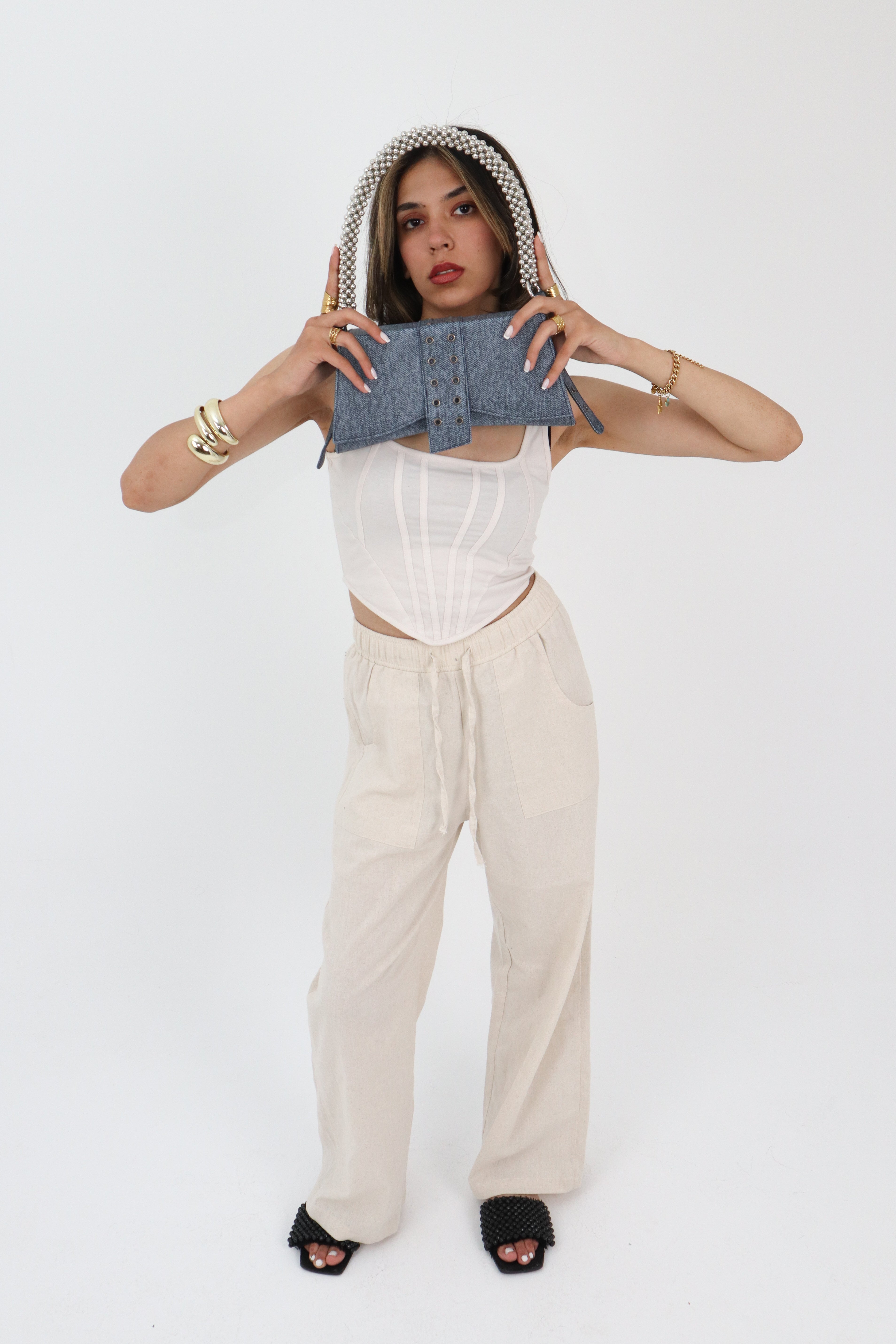 Beaded Denim Bag