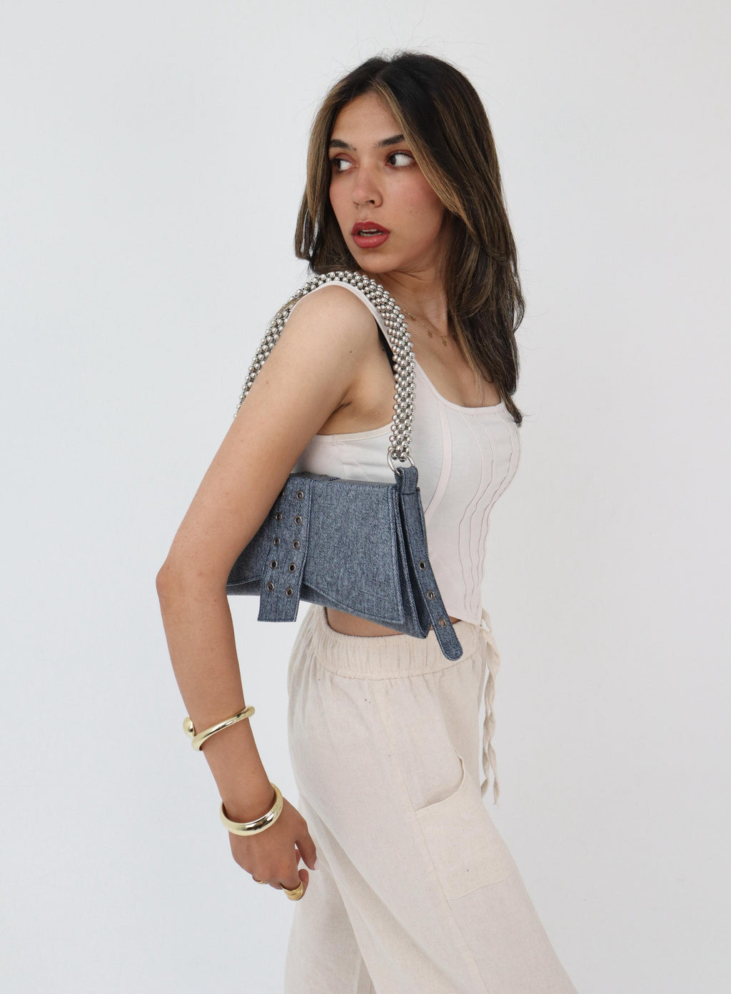 Beaded Denim Bag