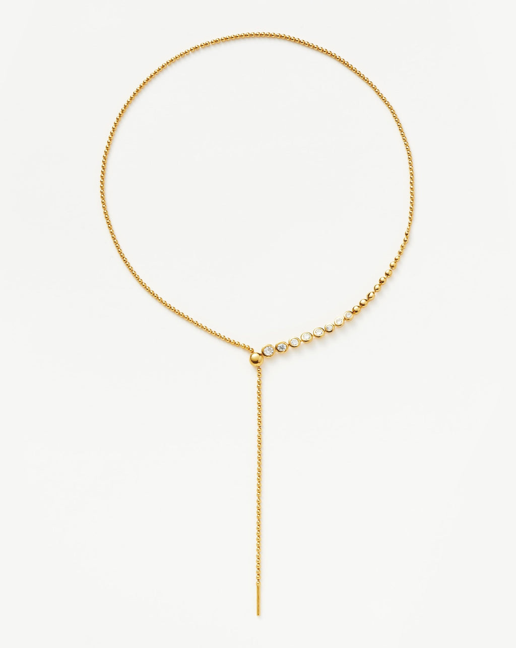 Beaded Stone Slider Lariat Necklace | 18ct Gold Vermeil/Cubic Zirconia