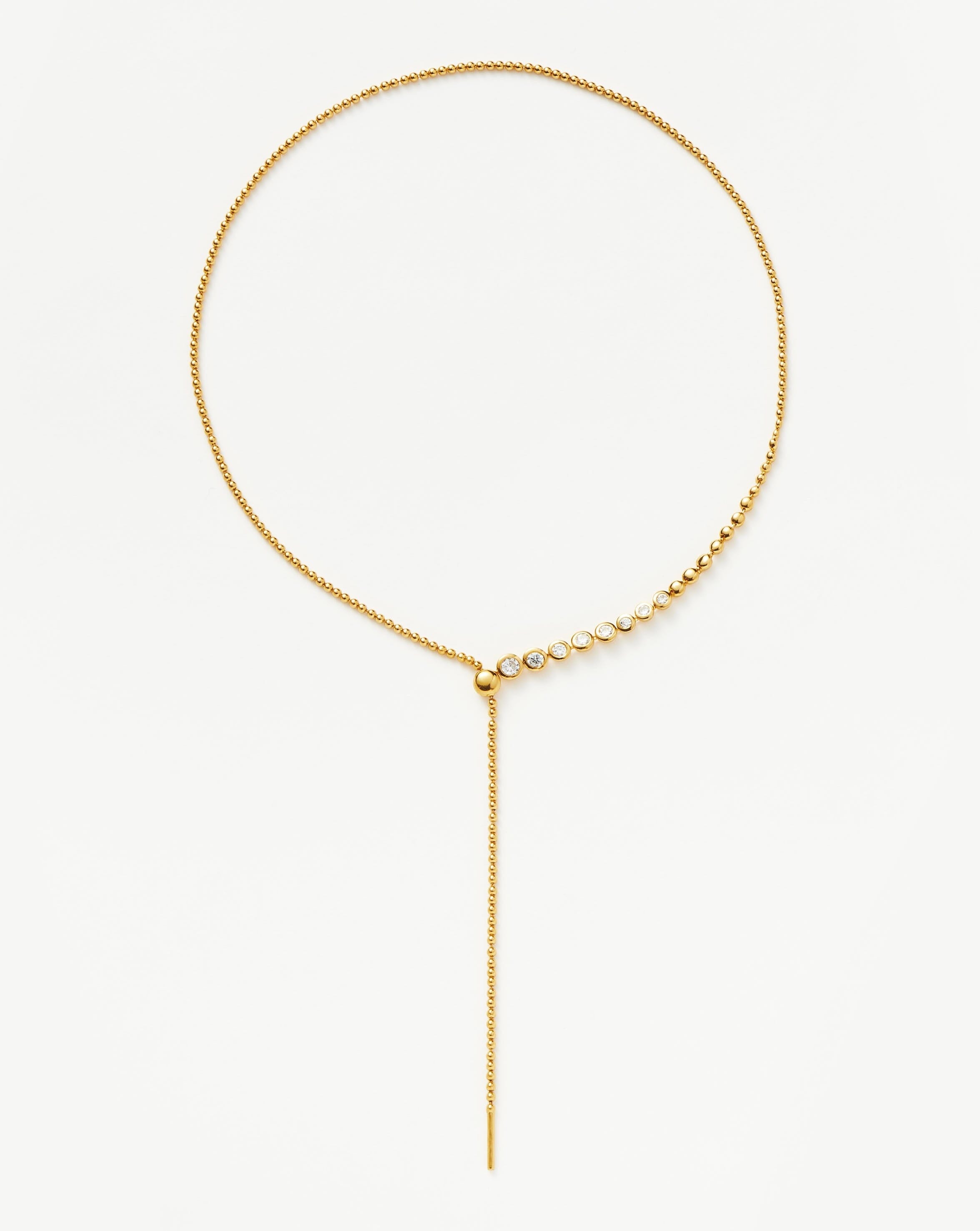 Beaded Stone Slider Lariat Necklace | 18ct Gold Vermeil/Cubic Zirconia
