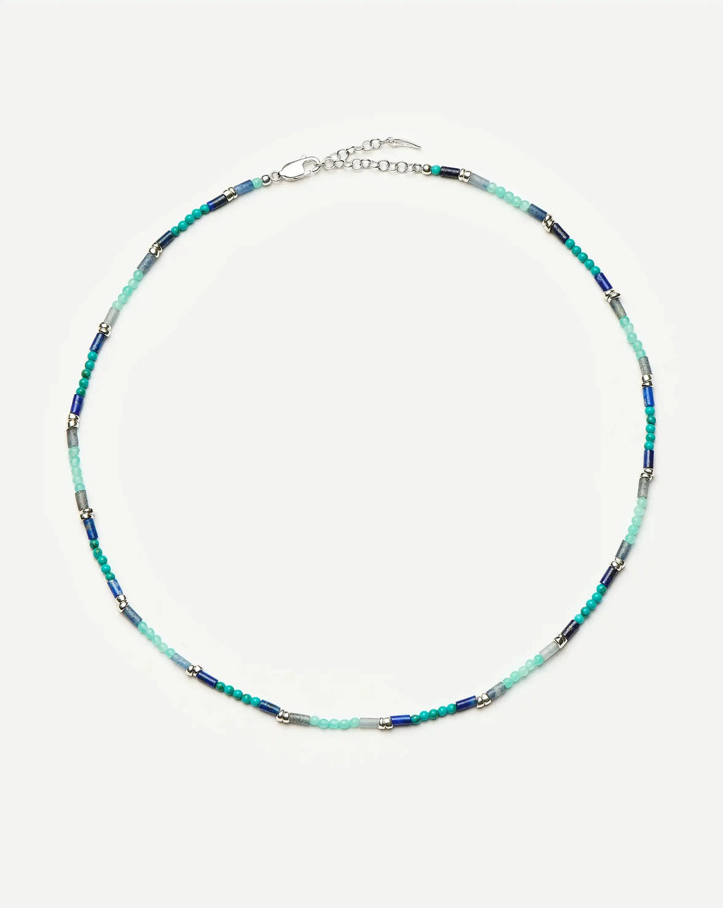 Beaded Gemstone Choker | Silver Plated/Lagoon Blue