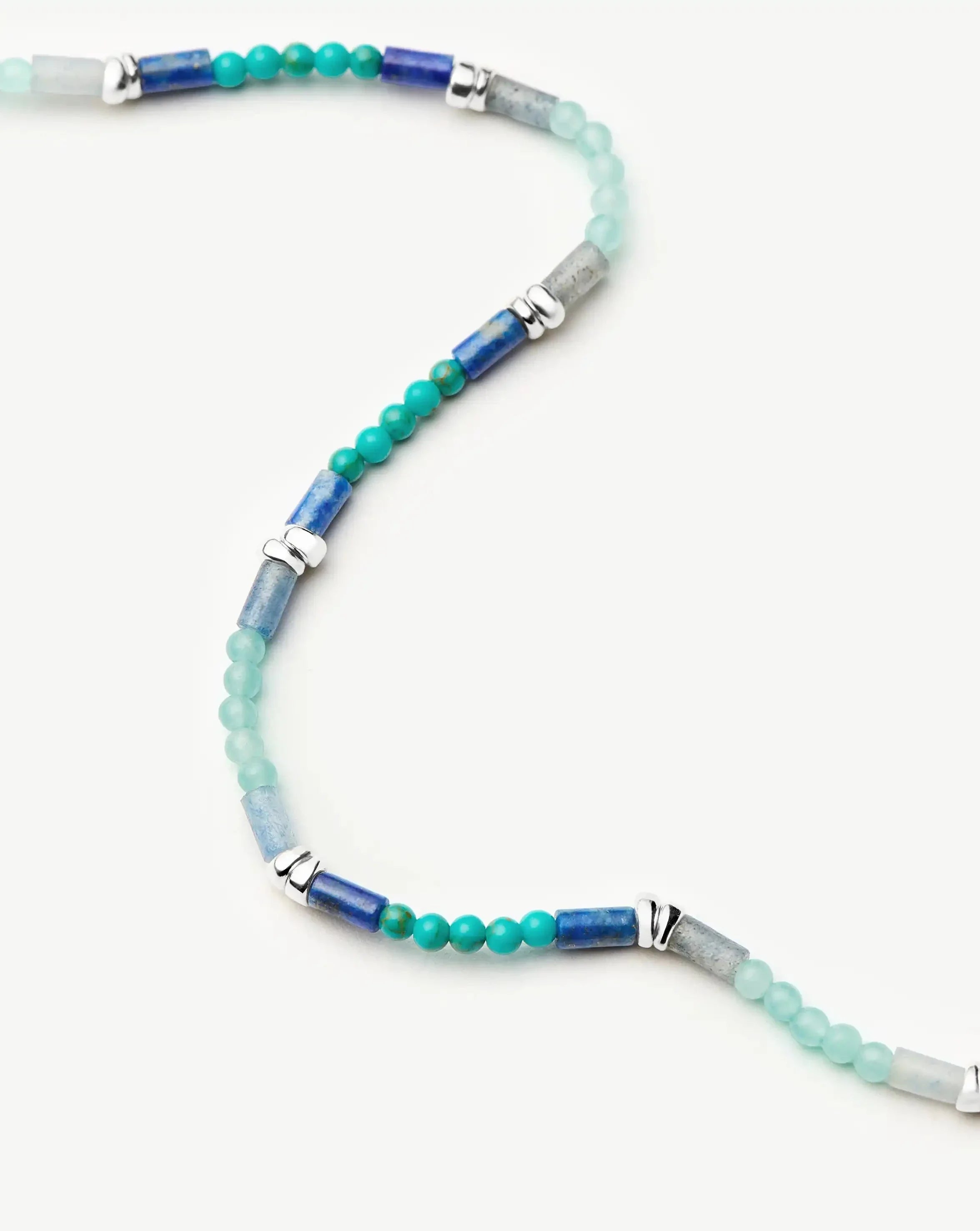 Beaded Gemstone Choker | Silver Plated/Lagoon Blue