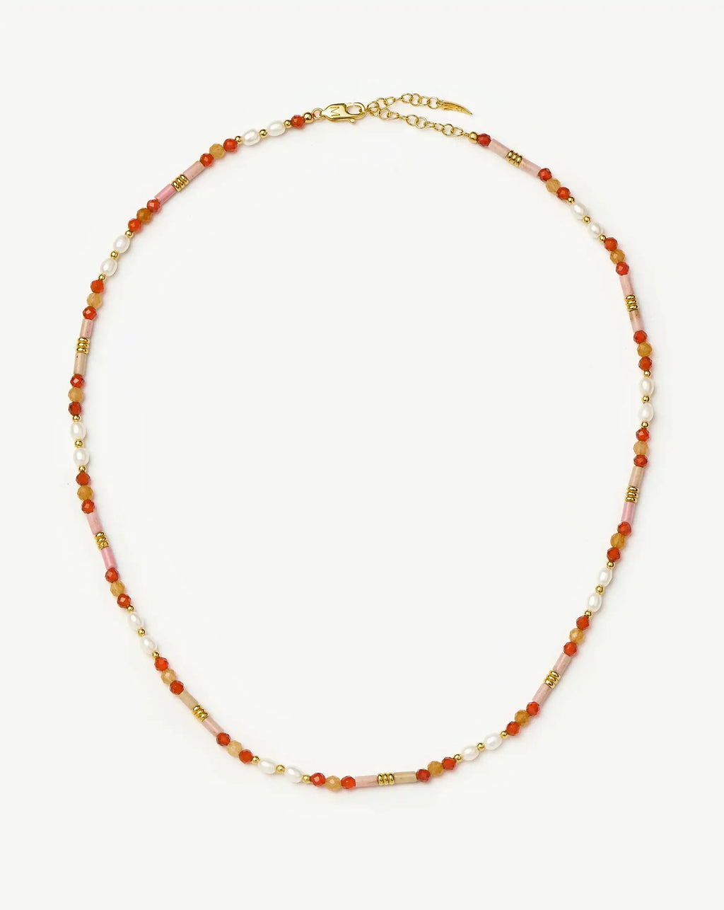 Beaded Gemstone & Pearl Short Necklace | 18ct Gold Plated/Paloma Pink
