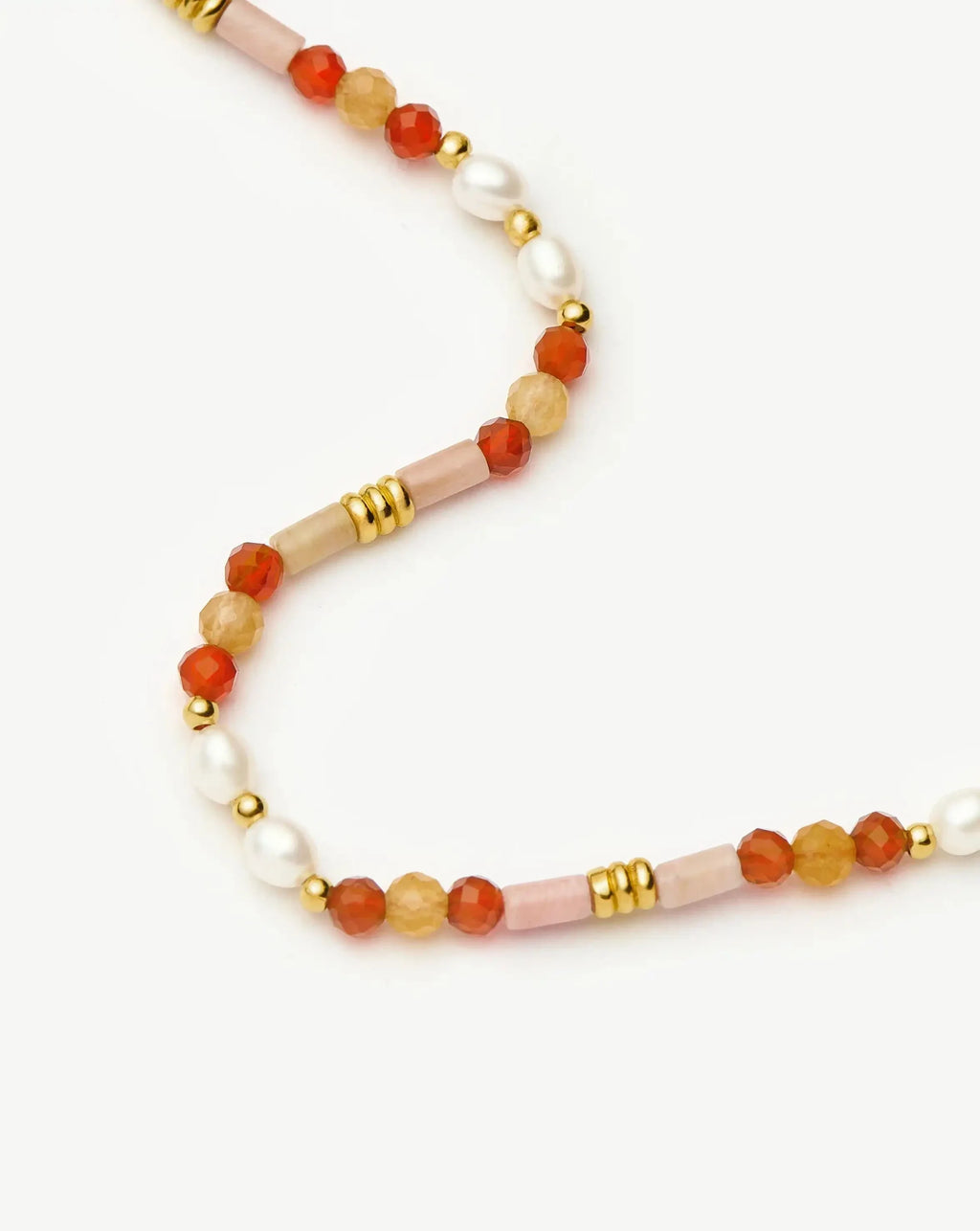 Beaded Gemstone & Pearl Short Necklace | 18ct Gold Plated/Paloma Pink