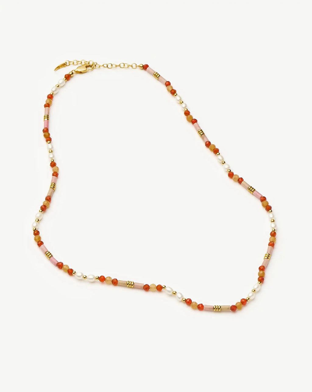 Beaded Gemstone & Pearl Short Necklace | 18ct Gold Plated/Paloma Pink