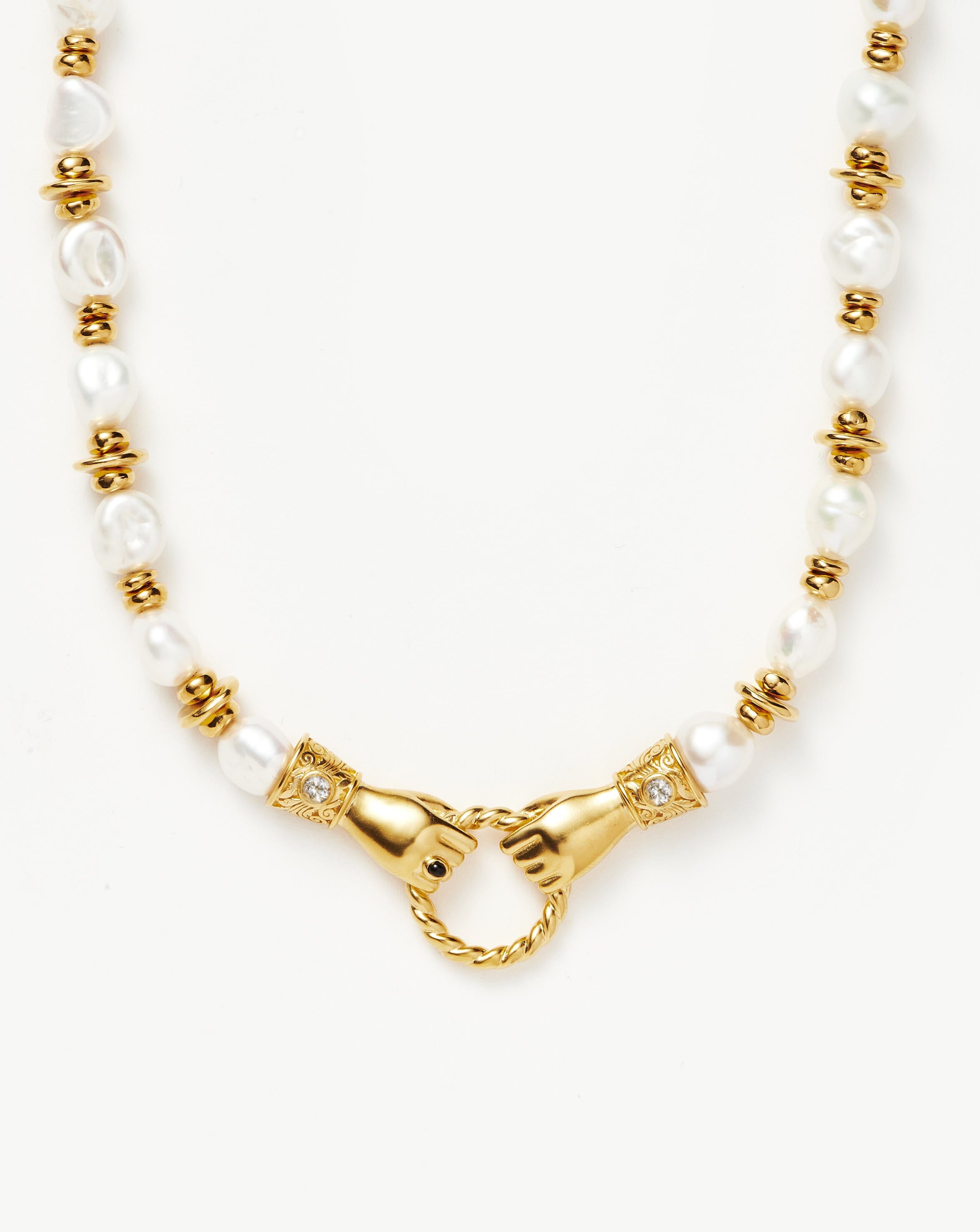 Harris Reed In Good Hands Chunky Beaded Gemstone Necklace | 18ct Gold Plated/Pearl