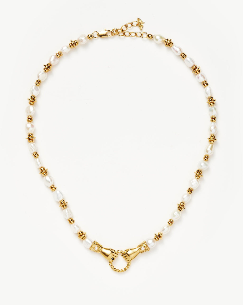Harris Reed In Good Hands Chunky Beaded Gemstone Necklace | 18ct Gold Plated/Pearl