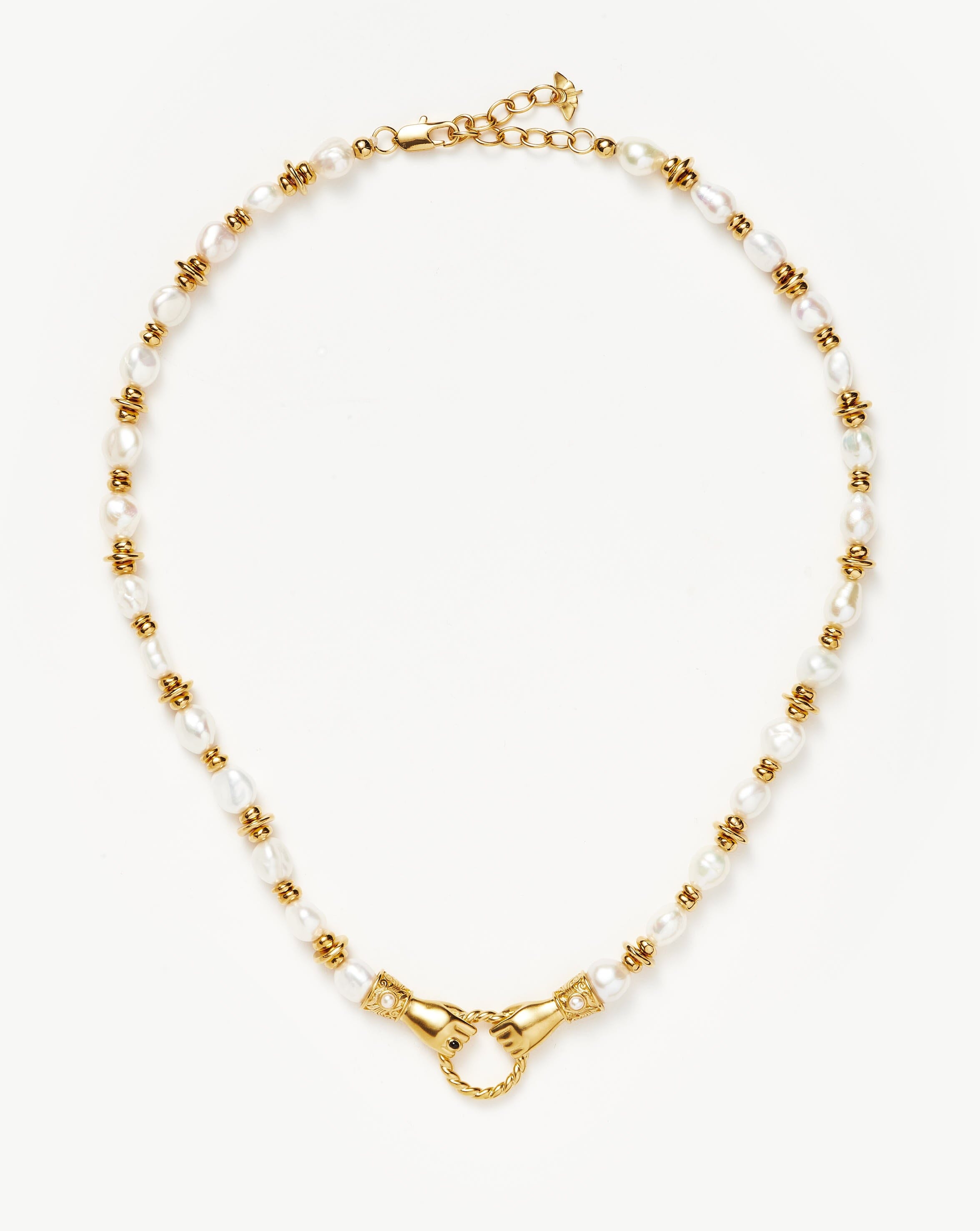 Harris Reed In Good Hands Chunky Beaded Gemstone Necklace | 18ct Gold Plated/Pearl
