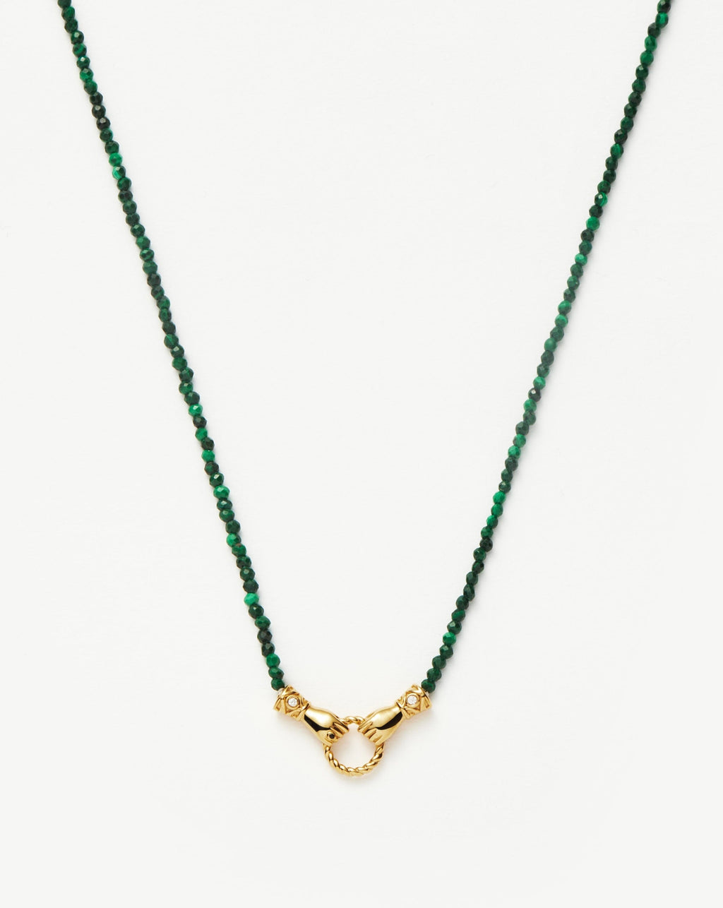 Harris Reed In Good Hands Mini Beaded Gemstone Necklace | 18ct Gold Plated/Malachite