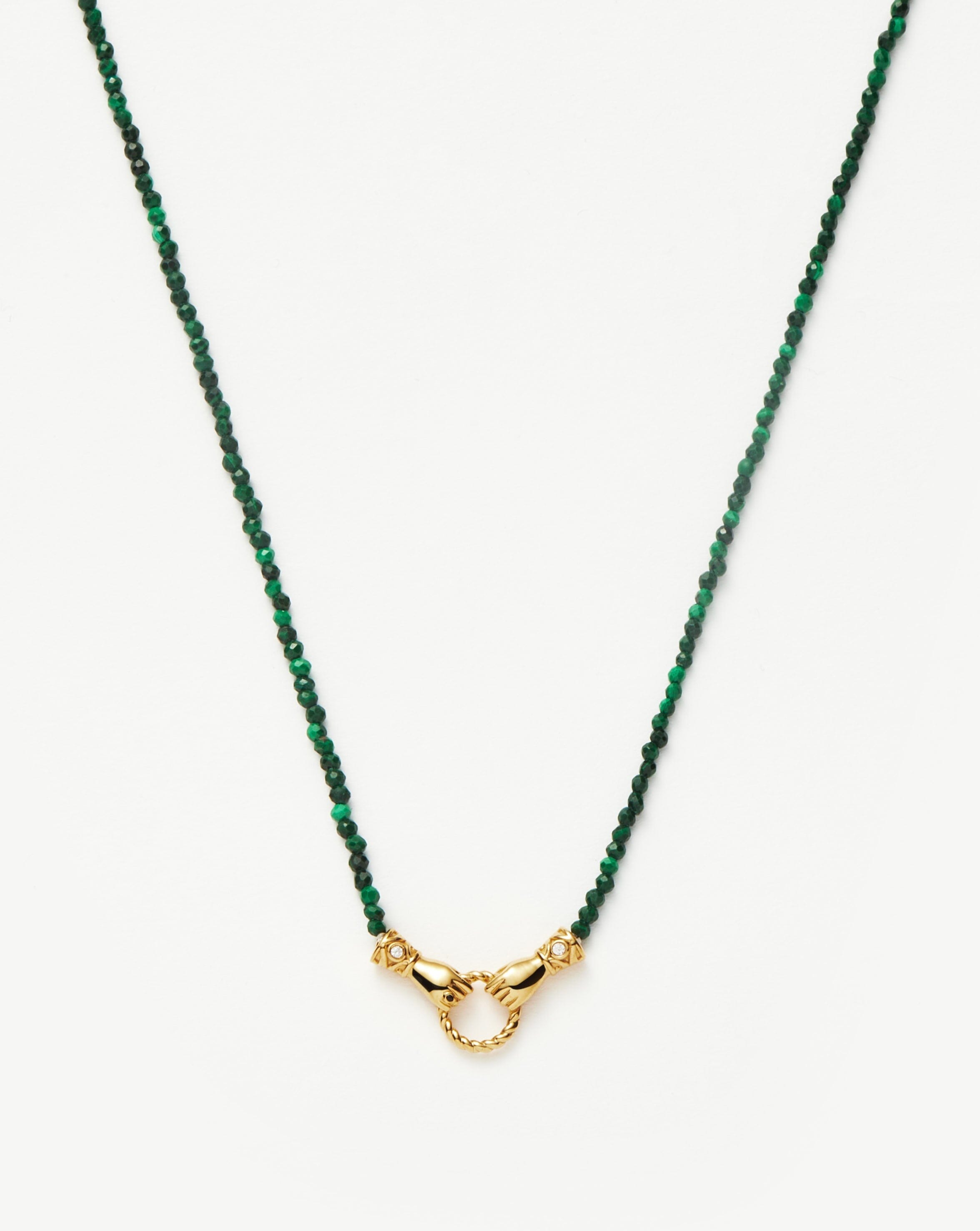 Harris Reed In Good Hands Mini Beaded Gemstone Necklace | 18ct Gold Plated/Malachite