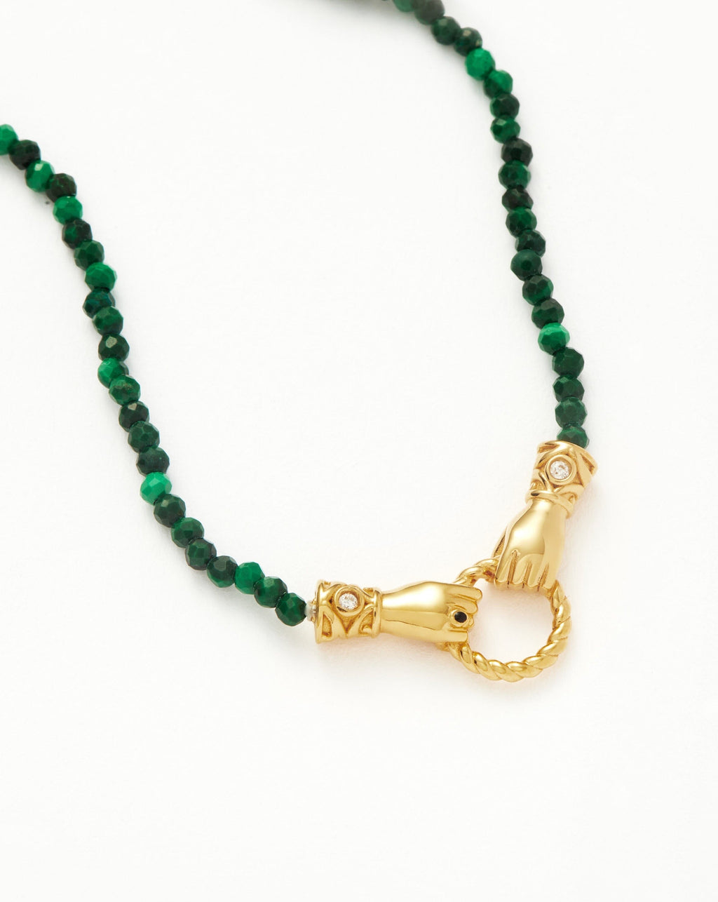 Harris Reed In Good Hands Mini Beaded Gemstone Necklace | 18ct Gold Plated/Malachite