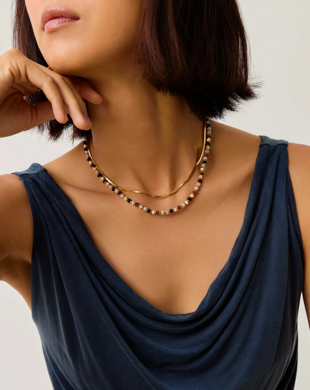 Savi Pearl & Gemstone Beaded Necklace | 18ct Gold Plated/Multi