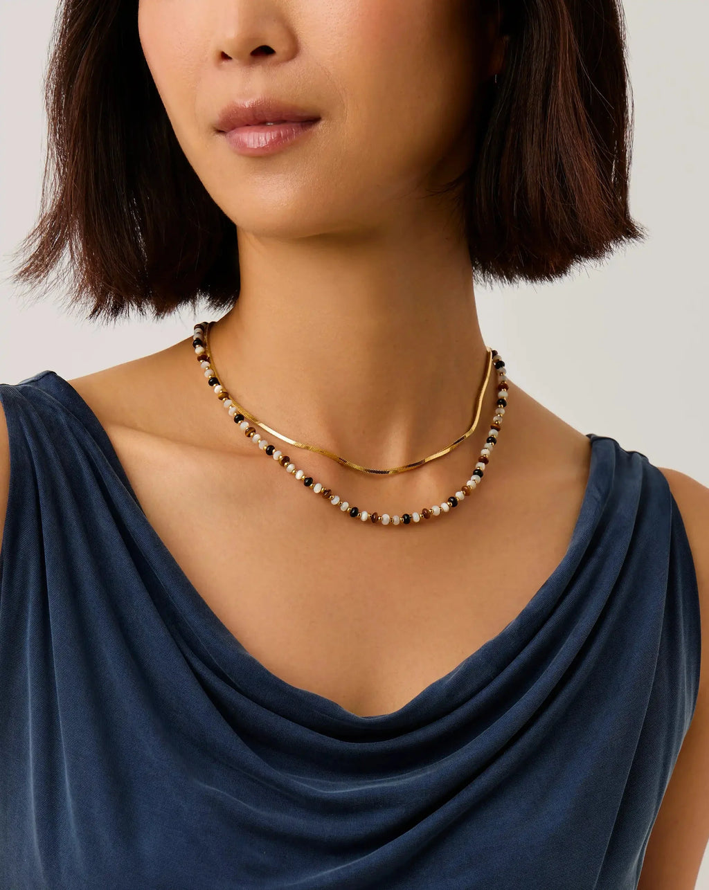 Savi Pearl & Gemstone Beaded Necklace | 18ct Gold Plated/Multi