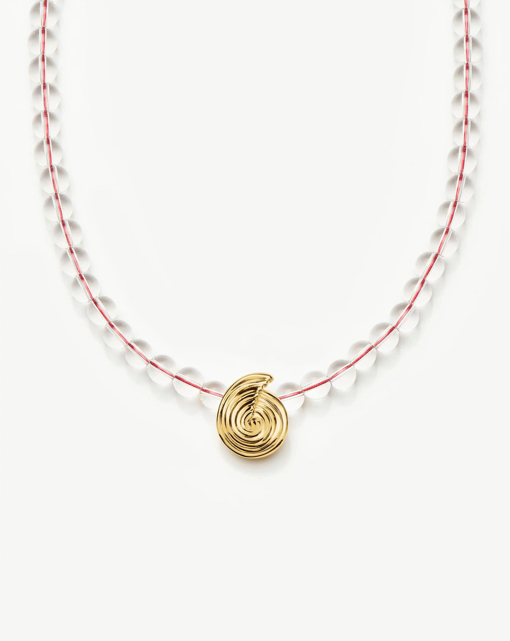 Spiral Gemstone Beaded Pendant Necklace | 18ct Gold Plated/Clear Crystal Quartz