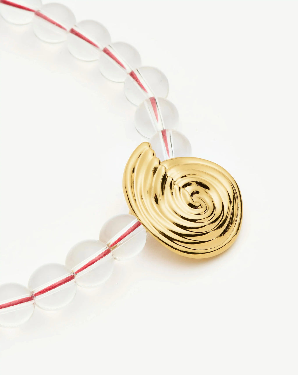 Spiral Gemstone Beaded Pendant Necklace | 18ct Gold Plated/Clear Crystal Quartz